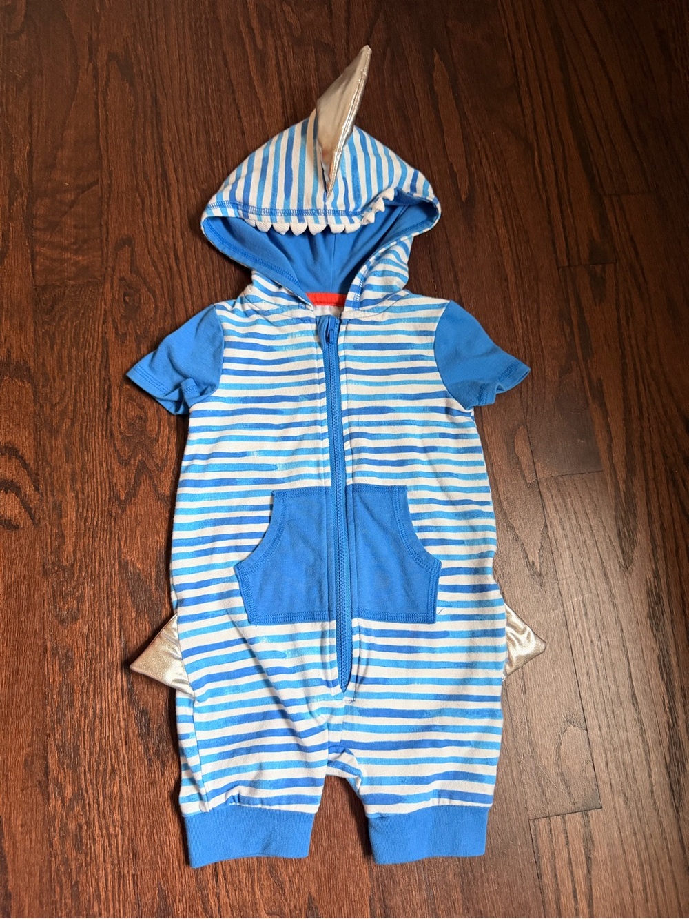Cat & Jack Blue and White Striped Baby After swim  Hoodie/Romper